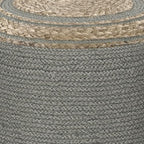 SIMPLIHOME Serena Contemporary Round Braided Pouf in Dove Grey Cotton for the Living Room, Bedroom and Kids Room
