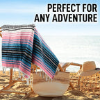 Hydration Nation Authentic Large Handwoven Mexican Striped Throw Blanket - Soft, Durable, Eco-Friendly - 70"x50" - Cotton Candy