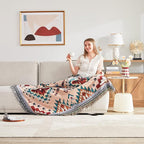 Touchat Native American Blanket Boho Throw Blanket for Sofa and Bed, Mexican Decorative Farmhouse Blanket, Southwest Decor Woven Blankets, Aztec Throw Blankets Bohemian with Tassel(Brown,50×60 inch)