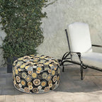 LVTXIII Indoor/Outdoor Extra Large Inflatable Ottoman Pouf D31 x H14 Inch, Round Footstool with Handle, Weather-Resistant Portable Furniture for Patio, Camping, Beach, Black Yellow Crosby