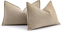 MIULEE Pack of 2 Khaki Decorative Lumbar Pillow Covers 12x20 Inch Soft Chenille Luxurious Couch Throw Pillows Farmhouse Cushion Covers with Elegant Design for Sofa Bedroom Living Room Home Decor