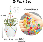 2 Pack Macrame Plant Hanger (for 8" Pot), Glass Beaded Plant Hangers Indoor Outdoor | Colorful Hanging Planters, Hanging Plants Holders | No Pot/Plants Included (2PK, for up to 8")