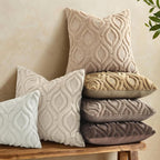 decorUhome Cozy Textured Throw Pillow Covers 20x20 Inch Set of 2, Soft Plush Faux Wool Light Khaki Accent Couch Pillow Covers for Modern Farmhouse Sofa Bed Living Room