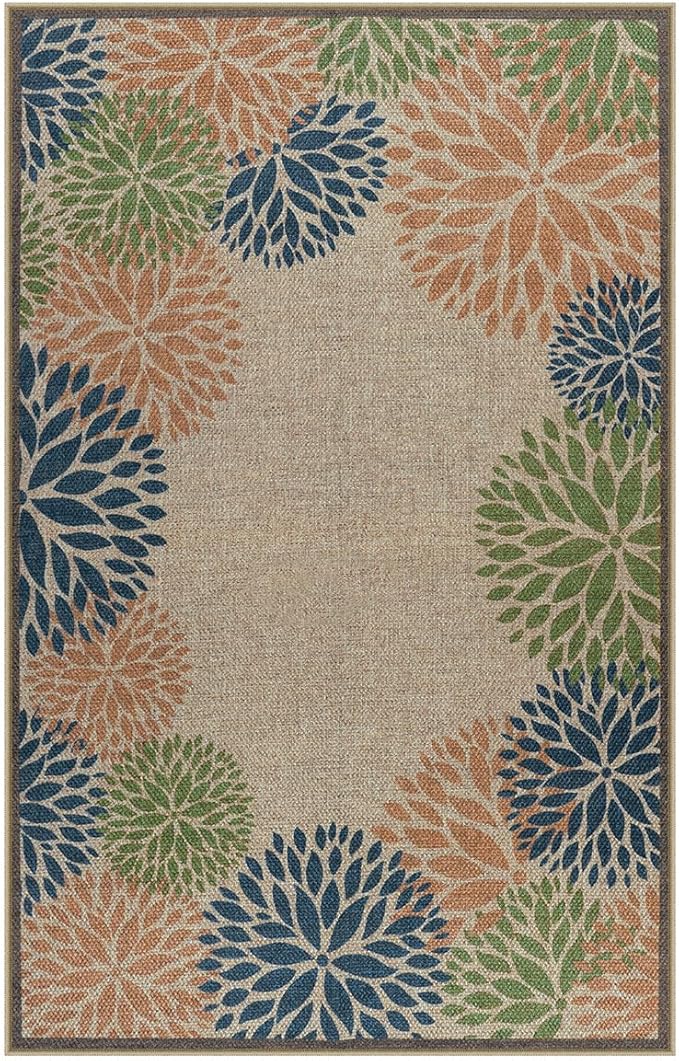 LIVEBOX Easy Jute 28''x43'' Front Porch Rug, Outdoor Non Slip Washable Kitchen Rug Modern Floral Bohemian Area Rugs Floor Hello Welcome Door Mat Carpet for Entryway Doorway(Olive 28''x43'')