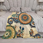 Bohemian Flower Throw Blanket Boho Mandala Floral Flowers Print Pattern Blanket for Sofa Bed Couch Chair Or Dorm 60"x80"