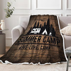 Brown Camping Throw Blankets, Retro Wood Camping Throw Blankets, Soft, Flannel, Warm, Rustic Wooden Board Fleece Bed Blanket Decor, Farmhouse Plush Blanket for Couch Sofa 50X60 Inch