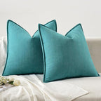 MIULEE Pack of 2 Teal Decorative Pillow Covers 16x16 Inch Soft Chenille Luxurious Couch Throw Pillows Farmhouse Cushion Covers with Elegant Design for Sofa Bedroom Living Room Home Decor