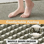 MIULEE Set of 2 Waffle Bathroom Rugs, Boho Bath Rugs Non Slip Washable, Super Absorbent Bath Mats, Ultra Soft Rubber Backed Shower Mats for Bathroom Floor, Tub, Green & Cream, 18x30 Inch