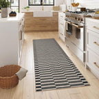 Lahome Elance Striped Easy Jute Entryway Runner, 2x6 Kitchen Mats for Floor Black Rug Runners for Hallways Non Slip Indoor Outdoor Carpet, Farmhouse Non Shedding Carpet for Laundry Porch Corridor
