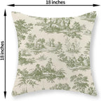 French Country Pillow Covers 18x18 Set of 2 Vintage Sage Green Throw Pillows French Country Outdoor Decorative Pillowcase Retro Rustic Linen Decor Farmhouse Cushion Case for Couch Bed Sofa