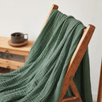 Simple&Opulence Cotton Muslin Throw Blanket for Bed, Couch, Knit Woven Gauze Blanket with Tassels, Soft Lightweight Cozy Pre-Washed Breathable Farmhouse Decoration for All-Season (Olive Green)
