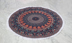 Round Beach Tapestry Turquoise Mandala Throw/Boho Hippie Beach Blanket Roundie/Indian Cotton Bohemian Large Round Table Cloth-Home Decor/Yoga Mat Meditation Picnic Rug (42", Brown)
