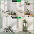 IBUYKE 30 Inch Tall Plant Stand Indoor, 2 Tier Wood Corner Plant Stand, Modern Round Plant Shelf Flower Stand for Living Room Patio Balcony Garden, Black TMJ074B