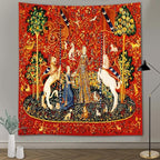 FEASRT Medieval Princess Tapestry Maiden and Unicorn - European Royal Tapestry, 40x30 Inches Soft Flannelette, for Living Room Royal Historical Decor