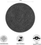 HOMEMONDE Handwoven Round Jute Rug - 4 feet Natural Yarn Loom Braided Rugs - Eco-Friendly Boho Farmhouse Reversible Design for Bedroom, Living Room, Dining Room and Kitchen