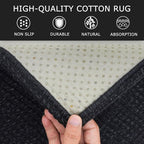 KOZYFLY Indoor Door Mat 2x3 ft Small Area Rugs Washable Front Door Mat Non Slip Rubber Backed Entryway Rug Cotton Entrance Doormat for Front Porch Bathroom Kitchen Bedroom, Black/Dark Grey