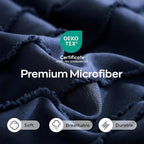 JELLYMONI 2 Pack Navy Blue Pillowcases 18" x18", Soft Microfiber Striped Tufted Pillow Covers(Pillows are not Included)