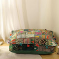 THE ART BOX Cotton Patchwork Vintage Boho Embroidered Floor Pillows & Cushion Cover Dog Pouf Seating Pouf Meditation Pillow Pet Bedding Cat Bed Boho Home Décor (35x35 Inches, Cover Only)