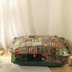THE ART BOX Cotton Patchwork Vintage Boho Embroidered Floor Pillows & Cushion Cover Dog Pouf Seating Pouf Meditation Pillow Pet Bedding Cat Bed Boho Home Décor (35x35 Inches, Cover Only)