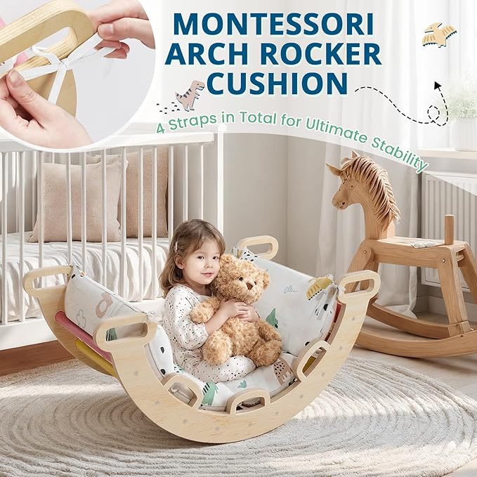 BlueWood Cushion for Climbing Arch, Montessori Philosophy Soft and Non-Slip Pillow for Kids, Pikler Cushion for Reading, Playing, Games, Parties (Dinosaur)