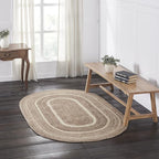 VHC Brands Jute Rug Oval with Pad, Natural & Crème, 48x72