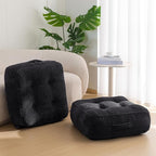 HIGOGOGO 8" Extra Thick Floor Pillow Cushion for Adults, Meditation Cushion Pillow, Large Square Floor Sitting, Tufted Corduroy Cover, for Tatami Living Room or Yoga, 22x22 Inch, 2Pack, Black