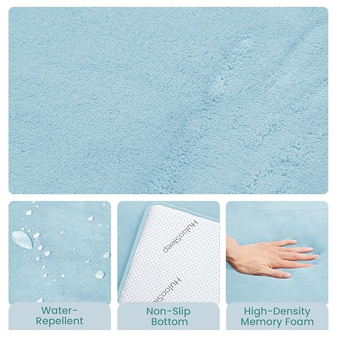 Baby Play Mat for Floor,Extra Large 59"×71" Playpen Mat for Tummy Time,Thicker Padded Elasti Foam Activity Mats,Water Repellent Ultra Soft Velvet,Non-Slip Backing Safe（Light Blue）