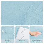 Baby Play Mat for Floor,Extra Large 59"×71" Playpen Mat for Tummy Time,Thicker Padded Elasti Foam Activity Mats,Water Repellent Ultra Soft Velvet,Non-Slip Backing Safe（Light Blue）
