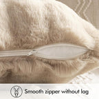 MIULEE Faux Fur Pillow Covers Thick Soft Plush Throw Pillows Luxury Spring Home Decor for Couch Bed Bedroom Living Room Sofa,18x18 Inch Pack of 2 Khaki