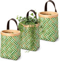 Yinkin 3 Pack 6 Inch Small Wall Hanging Basket Woven Wood Storage Basket Hanging Rope Organizer Flower Plants Vegetable Wall Decoration for Porch Living Room Bedroom Home (Sage Green)
