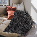 MACEVIA Throw Blanket for Couch Dark Gray, Faux Fur Fleece Flannel Blankets for Men and Women, Soft Lightweight Flannel Blanket for Chair Sofa Bed 260GSM, Suitable for All Seasons (Grey, 50"x60")