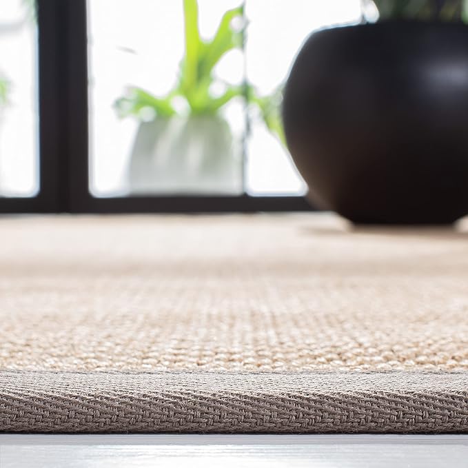 SAFAVIEH Natural Fiber Collection Area Rug - 2'3" x 4', Maize & Grey, Sisal, Woven Design with Border (NF141G)