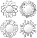 Dandat Set of 4 Gold Mirrors for Wall Decor Small Circle Flowers Mirrors Decorative Silvery Hanging Wall Art Flowers Mirror for Home Living Dinning Room Bedroom Bathroom Boho Art Gifts (Silvery)
