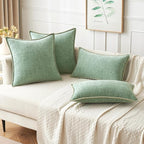 MIULEE Pack of 2 Couch Throw Pillow Covers 18x18 Inch Greyish Green Farmhouse Decorative Pillow Covers with Stitched Edge Soft Chenille Solid Dyed Spring Pillow Covers for Sofa Bed Living Room