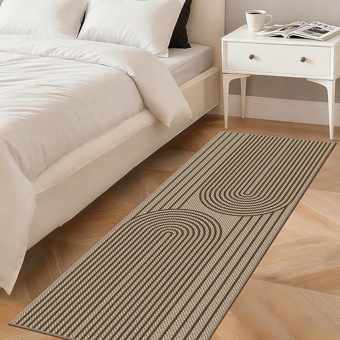 2x6 Kitchen Runner Rug for Hallways Outdoor Rug Easy Jute Rug Washable Low-Pile Non-Slip Area Rug Indoor Outdoor Carpet for Bedside Laundry Entryway Porch Long Door Mat Brown Rainbow Floor Mats