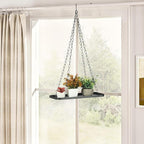Shinehola Hanging Planters for Indoor Outdoor Plants (Length - 15.5"), Plant Hanger Indoor | Large Metal Hanging Plant Holder, Hanging Planter Shelf, No Plant/Pot Included (Black, 1-Tier)