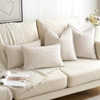 MIULEE Pack of 2 Cream Beige Decorative Pillow Covers 20x20 Inch Soft Chenille Luxurious Couch Throw Pillows Farmhouse Cushion Covers with Elegant Design for Sofa Bedroom Living Room Spring Decor