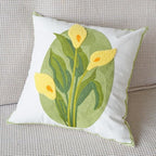 vctops Farmhouse Calla Lily Cotton Tufted Throw Pillow Cover Spring Floral Embroidery Pillowcase Soft Square Cushion Case for Sofa Couch Bed Chair (Yellow C,18"x18")