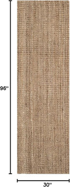 SAFAVIEH Natural Fiber Collection Runner Rug - 2'6" x 8', Natural & Grey, Handmade Jute, Farmhouse Style, Chunky Textured Thick Pile (NF447M)