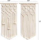 Mkono 2 Pcs Macrame Woven Wall Hanging Boho Chic Geometric Art Decor - Beautiful Bedroom Nursery Apartment Home Decoration, Gift for Girls Adults Birthday Christmas, Small Size 18" L x 9.5" W