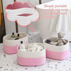 Cotton Rope Shelf Storage Basket, 15x10x9 in, Shelf Storage Baskets for Clothes, Towels, Books, Laundry (White/Pink, 1 Pack)