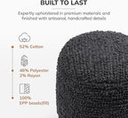 Anji Mountain Pouf Ottoman Foot Rest, Handmade Ottoman Pouf, Comfortable Foot Stool, Decorative Floor Seating for Living Room Decor, Bedroom & Home Décor Accent - Midnight Curl