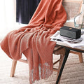 LOMAO Knitted Throw Blanket with Tassels Bubble Textured Lightweight Throws for Couch Cover Home Decor (Coral, 60x80)