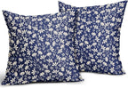 Navy Blue Pillow Covers 24x24 Set of 2 Vintage Floral Rustic Old Style Cute Flower Print Decorative Outdoor Pillowcases Seasonal Farmhouse Throw Cushion Case Decor for Couch Sofa Bed