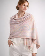Achillea Reversible Paisley Pashmina Rave Scarf – Exotic Indian Shawls and Wraps for Evening Dresses, Festivals, All Seasons
