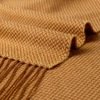 BOURINA Herringbone Two Tone Throw Blanket Faux Cashmere Fringe Soft Lightweight Cozy for Bed Couch Decorative Throws Blanket,Gold, 50" x 60"