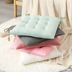 HLOVME Corduroy Chair Cushion with Ties Ultra Soft Warm Floor Cushion for Kids Reading Nook Comfortable Square Seat Cushion for Adult 15.7”x15.7” Set of 2, Pink