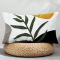Boho Embroidered Throw Pillow Covers 12x20, Lumbar Decorative Pillow Covers Tufted Abstract Modern Leaf Sun Textured Couch Cushion Cases for Sofa Bed Living Room Decor (1PC, Black Orange)