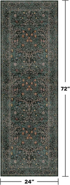 8ft Long Runners for Hallways Non Slip, 2'6" x 8' Floor Runner for Kitchen, Entryway Indoor, Washable Rubber Backing Stain Resistant - Vintage Floral Dark Green & Black Wide Décor
