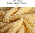 NTBAY Acrylic Knitted Oversized 60x80 Twin Throw Blanket, Lightweight and Soft Cozy Decorative Woven Blanket with Tassels for Travel, Couch, Bed, Sofa, 60x80 Inches, Mustard Yellow Checkered